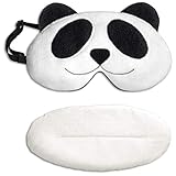 Leschi SCHLAFMASKE lichtdicht für erholsamen Schlaf/Augenmaske mit Kühlkissen/Schlafbrille kühlend und wärmend, Baumwolle/Reisegeschenk für Frauen, Kinder, Mädchen/Panda Lien, schw