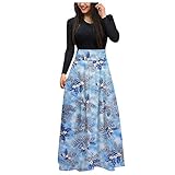 Mumuj Damen Weihnachten Kleider Mode Frauen Weihnachtsdruck Kleider Frauen Vintage Langarm Weihnachten 1950er Jahre Hausfrau Abendparty Abendkleid Partykleid Rundhals Ballkleid E2838