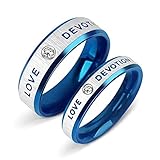 ANAZOZ Paar Ring Ring Unisex 2Pcs Paare Ringe Love Devotion Cz Edelstahl Paare Ringe Blau Paarring
