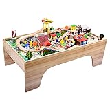 WGLLSD WGLL Multifunktionale Spieltisch,118 Zugspur-Bausteine,Kinder-Frühaufbildungskinder,Kinder montiert Holzfahrzeug-Spielzeugtabellen,Kindergeburtstagsgeschenk