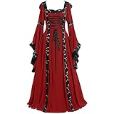 SHIZUANYUE Damen Mittelalter Kleid Renaissance Gothic Retro Celtic Frauen Kleider Party Cosplay Kostüm Prinzessin Kleider Langarm Ballkleider Bodenlangen Steampunk Karneval Fasching Halloween Kleidung