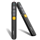 【Neu】 KNORVAY N29 Präsentationsfernbedienung, RF 2,4 GHz Wireless Presenter Powerpoint Clicker Laserpointer mit Hyperlink- und Lautstärkeregler PPT Clicker (Schwarz)