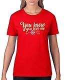 Comedy Shirts - You Know You Love me XOXO - Damen T-Shirt - Rot/Beige-Weiss Gr. S