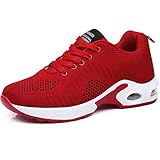 GAXmi Damen Laufschuhe Luftkissen Mesh Air Atmungsaktiv Turnschuhe rutschfest Stoßfest Sportschuhe Rot 39 EU