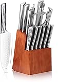 1. 5PCS. Küchenmesser Sets mit Block Edelstahl für Küchenchefsmesser Gezahnte Steak mit Sp