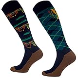 Comodo 3 Paar lustige Socken für Damen & Herren | Reitstrümpfe lustig unterschiedlich | Kniestrümpfe | Reitsocken | Tiermotiv Pferde | Pferdesport | SJBW, 001 Dressur Fahren, Gr. 39-42