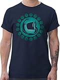 Symbol und Zeichen Outfit - Tierkreiszeichen Wassermann - XL - Navy Blau - Kurzarm - L190 - Tshirt Herren und Männer T-S