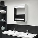 Festnjght Spiegelschrank LED-Bad-Spiegelschrank Badezimmerspiegel Badspiegel Spiegel Badschrank Badezimmerschrank Hängeschrank Wandschrank Weiß 50x14x60