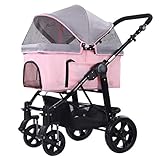 Kinderwagen Kleine Reise Folding Pram Tragbare Jogger Cat Out Cage Wagen 4 Rädern Large Space - Rosa Reisekinderwagen für H