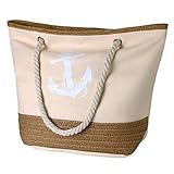 Flintronic Große Strandtasche mit Reißverschluss und Innentasche Wasserdicht Strandtasche, Einkaufstasche Shopper für Damen, Schultertasche Einkaufstasche - Beig