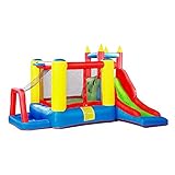 DBOATB Luftkissenburg Aufblasbare Hüpfburg Lustige Hüpfburg mit Wasserrutschen Lustige Hüpfburg mit Gebläse für Kinder Hüpfburg (Color : Mehrfarbig, Size : 280x340x210cm) (MUL