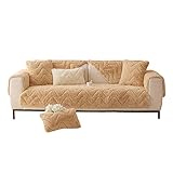 Sofabezug,Sofaüberwürfe Polyester in Kleinen Stücken,Zusammensetzbar für die unterschiedliche Sofas,Modularer Dicker Plüschsofabezug,für Winter,Khaki,70×180