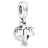 Airplane silver dangle with clear cubic zirconia, blue and w
