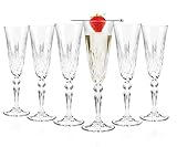 RCR 25600020006 Melodia Crystal Champagne Flute Glasses, 160 ml, Set of 6, Perfect for Parties, Newly Weds & Homeowners, Dishwasher Safe, Kristall, Klar, 6 Stück (1er Pack), 6