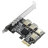 BEYIMEI PCIe 1 bis 4 PCI-Express Riser-Karte, PCI-E 1X bis Externe 4 USB 3.0 Adapter-Karte für Bitcoin Mining (ohne USB-Kabel)