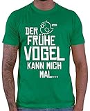 HARIZ Herren T-Shirt Der Frühe Vogel Kann Mich Mal Männer Sprüche Plus Geschenkkarten Grün L