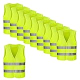 Trintion 10 Stück Warnweste Neongelb Reflektorweste Sicherheitsweste Unfallweste Waschbar Knitterfrei 360 Grad Refflektierend Pannenhilfe für Reflektierend Auto Pkw LKW