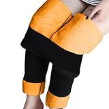 Homemarke Gefütterte Leggings Damen Thermoleggins Winter Leggings Thermohose Winterhose L