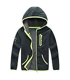 CAMLAKEE Kinderjacke aus Fleece, Warme Fleecejacke Jungen mit Kapuze Dunkelgrau Etikette 140/134-140(8-9 Jahre)