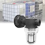 Anschluss Tank 1000 l, Gartenschlauchanschluss mit Filterfunktion, S60 x 6 Adapter für IBC Wassertank, Gartenschlauchgelenk, für Regensammler (1/2 Zoll Innendraht)