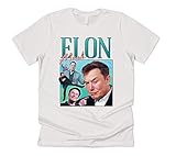 Sanfran Clothing Elon Musk Homage Funny Meme Icon Legend 90er 80er Tesla Space X T-Shirt Gr. M, weiß