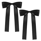 Geyoga 2 Stück Western Kentucky Stil Krawatten Bolo Fliege Satin Western Schleifen Band Krawatte Band Krawatten für Männer Bolo Fliege (schwarz)