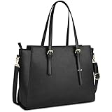 NEWHEY Handtasche Damen Shopper Damen Große Schwarz Gross Laptop Tasche 15.6 Zoll Elegant Leder Umhängetasche für Büro Arbeit Business S