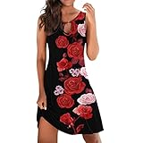 Schultern Kleider Strandkleider Für Damen Cocktailkleid Sommerkleid Damen Lang Boho Partykleid Frauen Casual Lange Partykleider Mischfarbe Drucken Tank Kleid Ärmellos Kleid Mit S