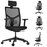 KLIM K400 Office Chair - Ergonomischer Bürostuhl + Weiches Sitzkissen & Stoff + Inklusive Kopfstütze + Max 135 kg & 180 cm + Verstellbarer Stuhl für Büro und Zuhause + NEU 2022