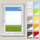 OUBO Plissee ohne Bohren Klemmfix, Weiß 80x120cm (BXH), Jalousie Easyfix Faltrollo mit Klemmträger Sonnenschutz und Sichtschutz lichtdurchlässig Rollo für Fenster & Tü