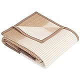 Ibena Granada Decke 150x200 cm – Kuscheldecke beige braun, pflegeleichte und kuschelweiche Baumwollmischdeck