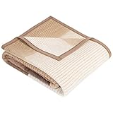 Ibena Granada Decke 150x200 cm – Kuscheldecke beige braun, pflegeleichte und kuschelweiche Baumwollmischdeck