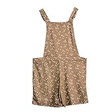 Latzhose Damen Sommer Retro Arbeitshose Baumwolle Jumpsuit Elegant Lange Overall H