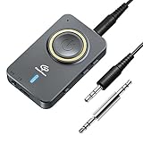 ERVENIL Aux Bluetooth Adapter 5.0,2 in 1 Mini Bluetooth Receiver mit 3,5mm Audio Tragbarer mit Freisprechanrufen Kabel für Auto TV PC Laptop Stereoanlage iPhone Huawei Samsung usw