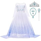 YOGLY Mädchen ELSA und Anna 2 Krönungskleid Kleid Eiskönigin 2 kostüm Prinzessin Kostüm Erwachsene Maxi Dress für Party Jahre 6 J