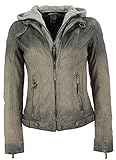 Gipsy - Damen Lederjacke Kapuze Lammnappa Taupe antik Größe XXL