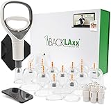 BACKLAxx ® Schröpfgläser mit Vakuumpumpe – Hochwertig medizinisch Schröpfen mit Therapiemagneten (12 Stück) – Schröpfgläser Gesicht und für den ganzen Körper – Schröpfgläser Silikon Schröp