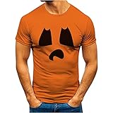 Herrenbekleidung Verkauf Verkauf Clearance Herren T-Shirt Halloween Kürbis Gruseliges Gesicht Druck Muster Kurzarm Gentleman Warm Herren Polo Rugby Shirts Patchwork Tops Größe S-XXXXXL, Orange8, XL