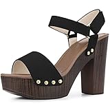 Perphy Runde Zehe Plateau Slingback Chunky Heels Sandalen für Damen, schwarz, 37.5 EU