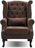 IOUYRRN Brown High Wing Back Fireside Sofa-Sessel-Sessel-S