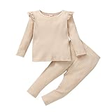 LROSEY Baby Kleidung Mädchen 2-Teilige Babykleidung Kleidungset Langarm Rundhals Einfarbig Stricken Strampler Hose Neugeborenes Winter Herbst Kleidung Babygeschenk Baby