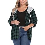 Damen Hemden Kariert Reißverschluss, Flanellhemd Hemdjacke Checked Shirt Hemd Oversized HolzfäLlerhemd Kapuze Karo Langarmhend Brusttaschen Hemdbluse Bluse Designer Fashion Blogger Kariert B