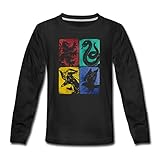 Spreadshirt Harry Potter Häuser Wappen Kachel-Mix Teenager Premium Langarmshirt, 146-152, Schw