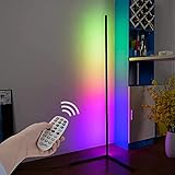 KKTECT LED Stehleuchte, 47 Modi RGB mit Variabler Farbe, Fernbedienung/APP-Steuerung, Bluetooth Modern Corner Stehleuchte, Folgen Sie der Musik Farbwechsel Schlafzimmer S