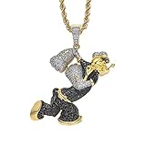 Moca Schmuck Hip Hop Iced Out Bling Popeye Anhänger 18 Karat Vergoldete Kette Halskette für Männer F