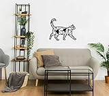 KESTEX XL WANDBILD Wall Art Metall Katze 49 x 40 cm schwarz pulverbeschichtet Wand DEKO Premium | Geometrische Metallwandkunst Wanddek