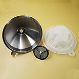13 cm Edelstahl-Trichter, Küchen-Trichter, Filterwerkzeug-Set mit 450 Mesh-Filtersieb für Saft, Kaffee, Honig, Öl, Transfering, Filterung
