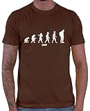HARIZ Herren T-Shirt Wandern Evolution Urmensch Wandern Klettern Plus Geschenkkarten Braun L