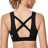 Yvette Sport BH Starker Halt Große Größe Gekreuzt Rücken Ohne Bügel Bustier für Fitness Lauf Yoga Joggen, Schwarz/Weiß, XXL