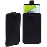 NAmobile Handy Hülle kompatibel für Samsung Galaxy A52 5G Leder Tasche Schwarz Schutzhülle Case Cover Pull Tab